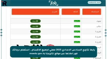 رابط نتائج السادس الإعدادي 2025 مهني لجميع الأقسام.. استعلم درجاتك فور إعلانها عبر موقع نتائجنا moedu.gov.iq